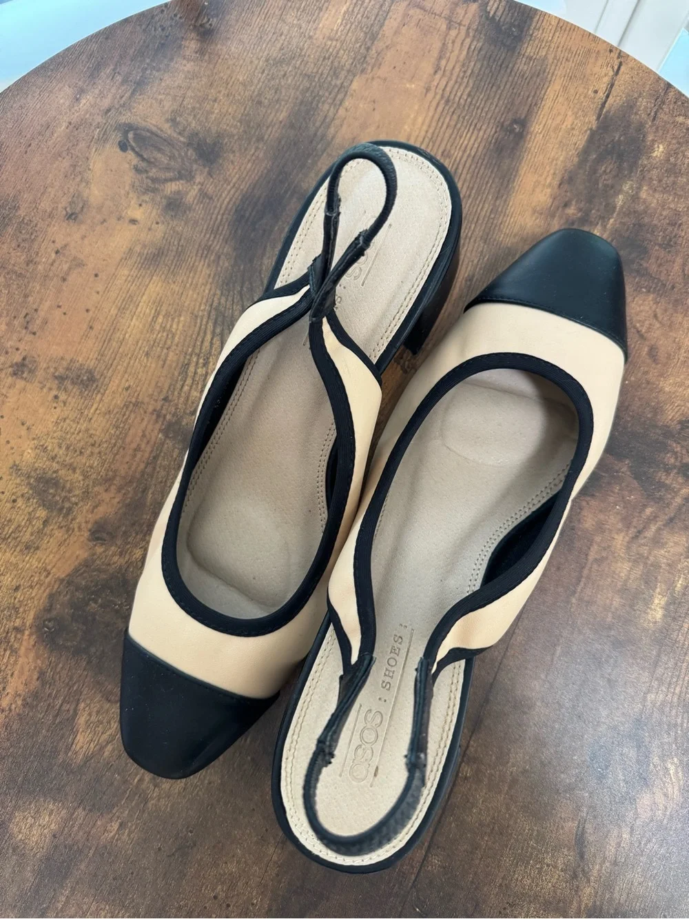 ASOS Beige and Black Slingback Flats